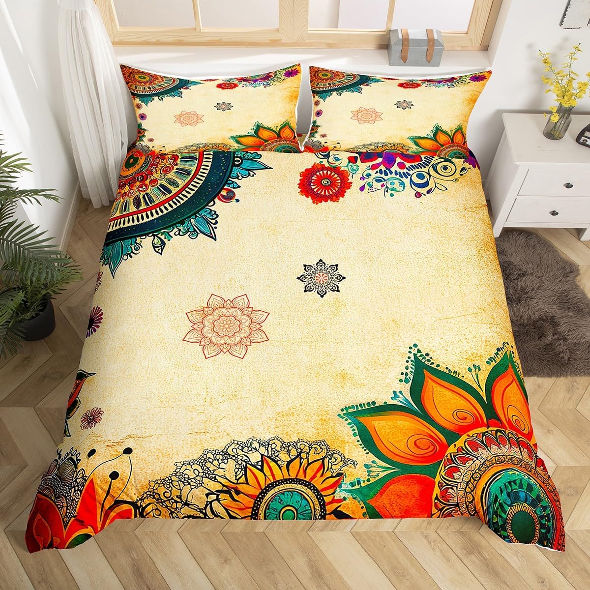 

Comforter Flower Of Life Bohemia Mandala Mayan Calendar Comforter Abstract Sacred Geometry Theme Bedding Set S Comforter (quilt)-EU Single(135*200cm)3pcs