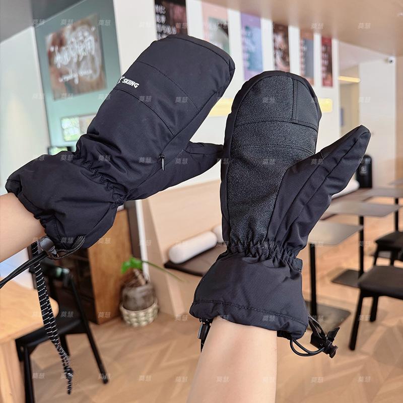 Snowboard Ski Gloves Men's and Women's Outdoor Windproof and Waterproof Inner Five-finger Stewed Finger Warm Gloves Non-slip