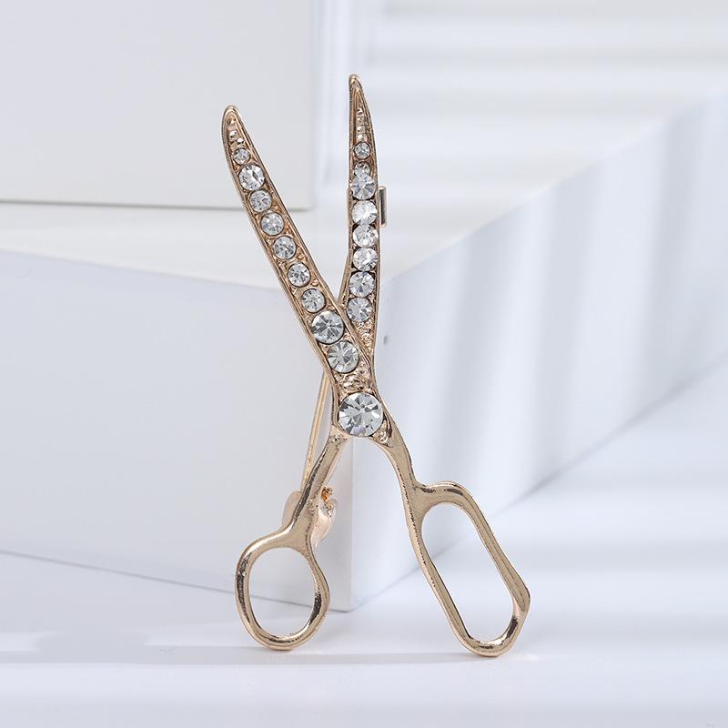 

Персонализированная брошь-ножницы со стразами, креативная простая брошь из сплава, модная мужская брошь