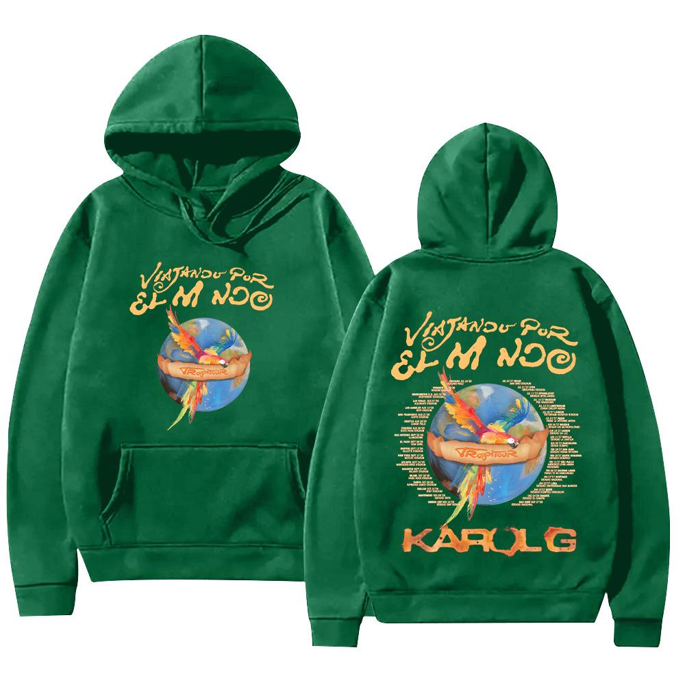 Karol G Viajando Por El Mundo Tropitour Hoodies Long Sleeve High Street Sweatshirts Unisex New Pattern Pullovers
