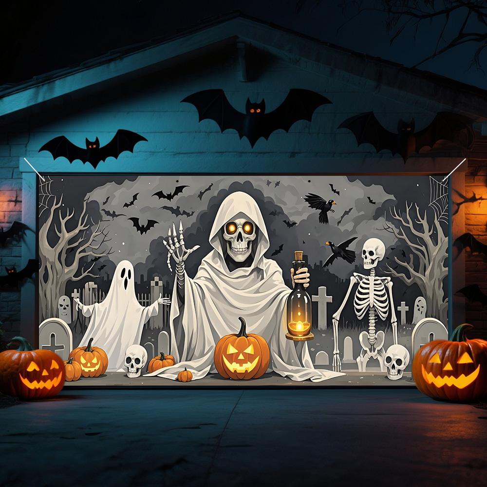 2D door banner, 2D party banner, 1 piece, Halloween garage banner, 70.87 x 157.48 incheszyc