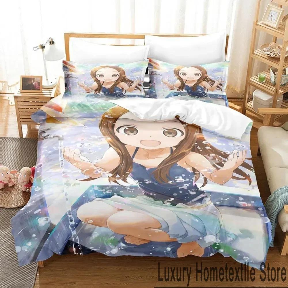 Anime Teasing Master Takagi-san Bedding Set 3D Duvet Cover Bed Set Quilt Cover Pillowcase Comforter King Queen Size Boys Adult