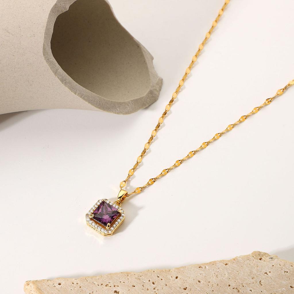 Diamond Necklace Fine Jewelry Zircon Stainless Steel Necklace Accessories Women Pendants