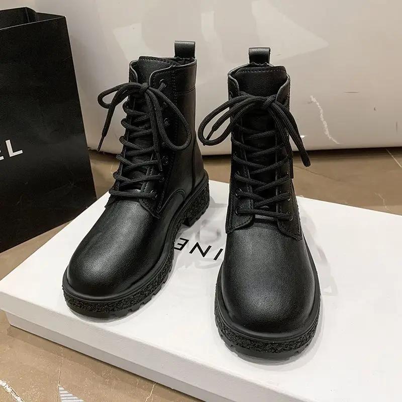 New In Autumn Ankle Boots for Women Elegant With Low Heels Woman Short Shoes Comfortable Hot Footwear Pu Large Size Warm Booties