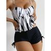 Tie Dye Peplum Tankini Two Pieces Swimsuit Women 2025 Push Up Short Swimwear Female Bathers Bathing Swimming Swim Suit Beachwear