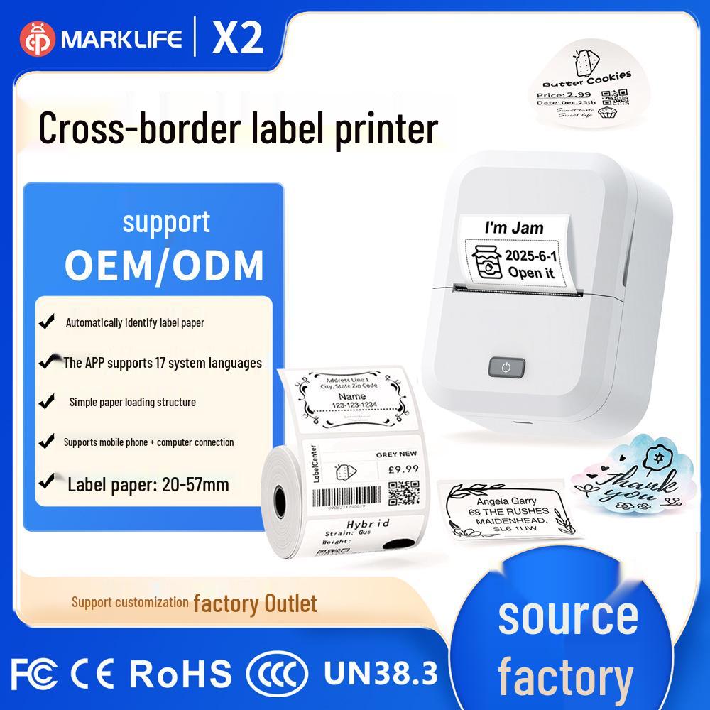 X2 Dual-Mode Inkless Thermal Label Printer for Computer & Mobile, Bluetooth QR Code Capable