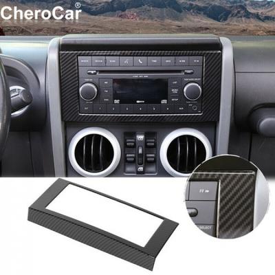 Kohlefaser ABS Mittelkonsolen CD-Panel Rahmenverkleidung für Jeep Wrangler JK 2007-10