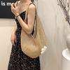 Lazy wind woven tote bag women's spring summer hollow simple knitted bag large capacity seaside vacation shoulder bag
