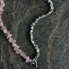 Elegant Irregular CCB &Pink Stone Beads Chain Heart Pendant Necklace For Women Choker Dinner Party Valentine's Jewelry N0498