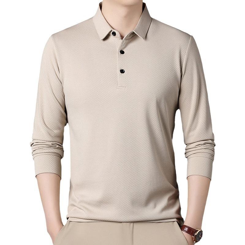 New Fashion Long Sleeved Polo Shirt Male Fashion Turn-Down Collar Long Sleeve Business Men Clothes