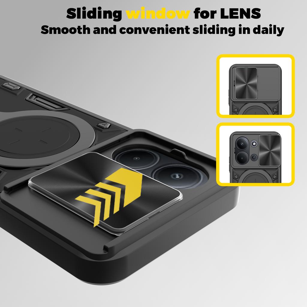 Dla Redmi 15C 171MM/Redmi 15C 173MM Obrotowa Przesuwana Osłona Obiektywu Magnetyczne Etui Ochronne na Telefon