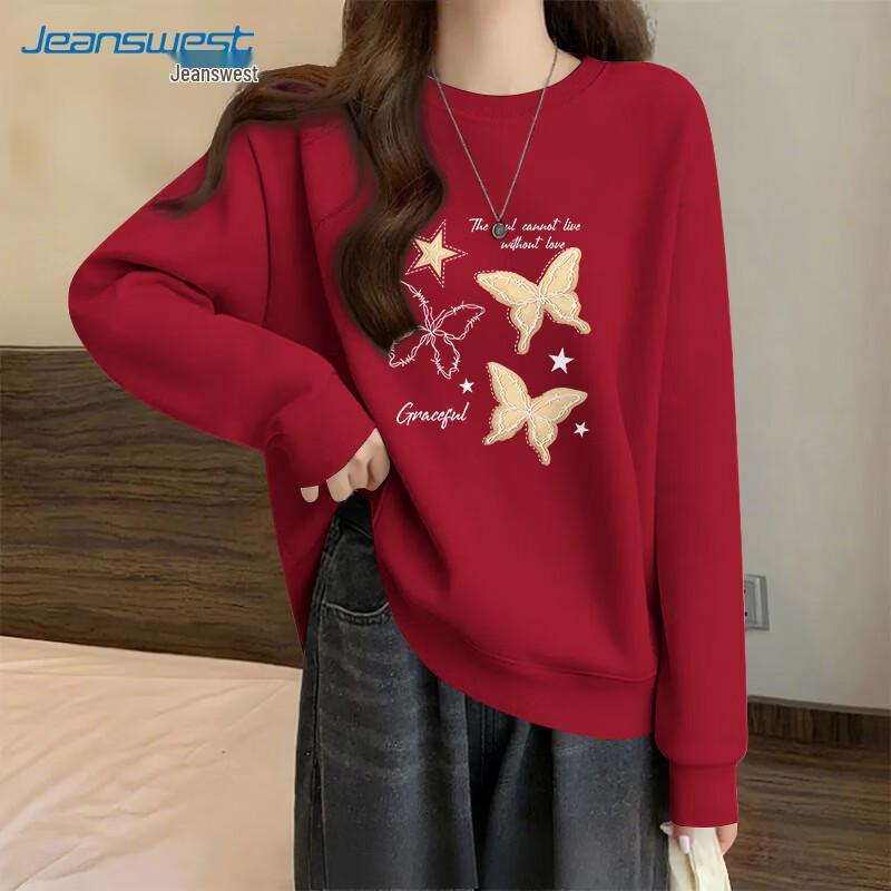 Jeanswest Love Butterfly Graphic Long Sleeve Round Neck T-Shirt
