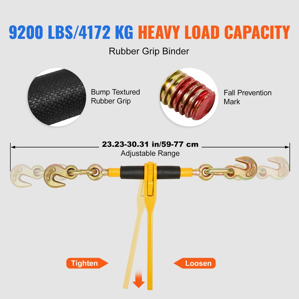 SucceBuy 2 Stück Spanngurtkettenglieder 3/8"-1/2" Ratsche Ladungssicherung mit Schäkelhaken G80 Ketten für LKW Abschleppen Transport