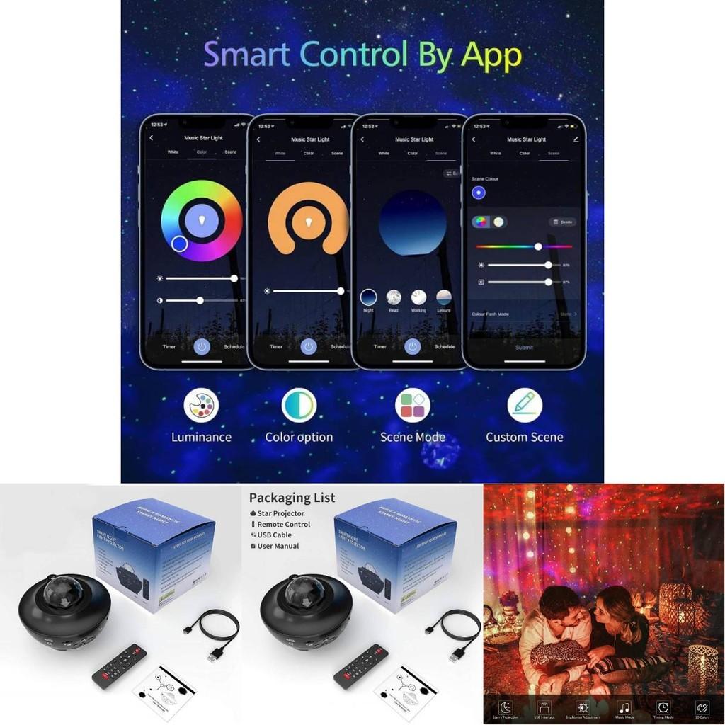 Stunning Laser Starry Sky Projector And Water Wave Night Light With Bluetooth Speaker