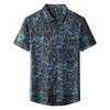 Top Estivo da Uomo Stile Hong Kong con Collo Largo Camicia a Maniche Corte da Uomo Camicia da Uomo