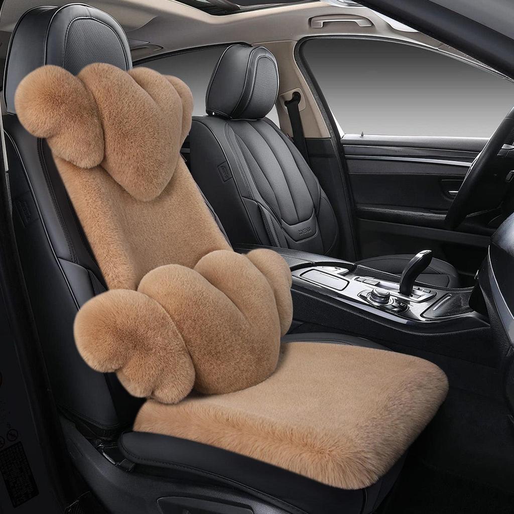Plush Car Seat Cushion Automotive Lumbar Support Warm Auto Seat Cushion For Sedans RVs Drivers Travel Enthusiasts Winter Driving