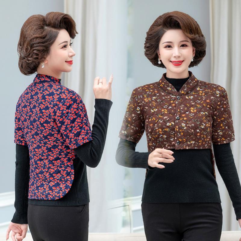 Women's Camel Hair Cotton Vest - Mid-Aged & Elderly, Warm, Thickened, Plus Velvet, Short-Sleeved, Waist & Shoulder Protection.