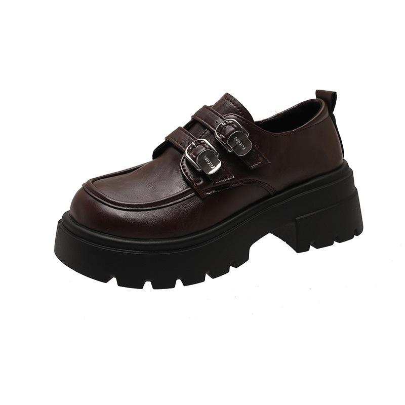 

Толстая подошва, увеличивающая высоту каблука, одинарные туфли, женская обувь, весна 2025, новые туфли в британском стиле, ретро, маленькие кожаные туфли 40