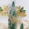 5/10PCS Christmas Butterflies Xmas Tree Ornaments Single Layer Gold Powder Glitter Artificial Flower DIY Crafts Christmas Decor