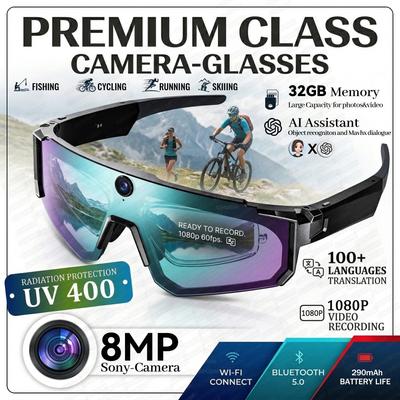 2026 Neue 8MP Pixel Kamera Wasserdichte Smarte Brille Herren 32GB 1080P POV Aufnahme Video 100+Übersetzung BT Anruf Myopie Brillenrahmen