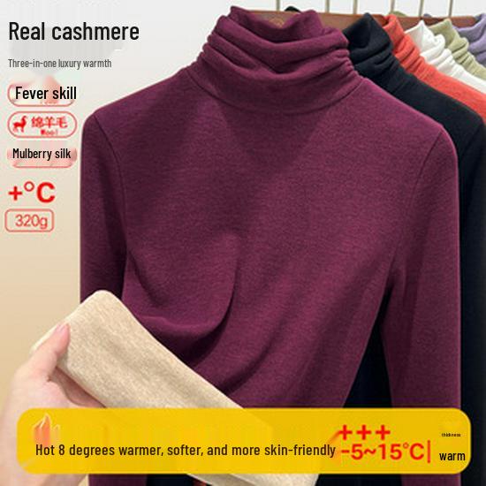 Women's Fleece-Lined Lyocell Thermal Leggings - High Waist Wool & Cashmere Warm Pants