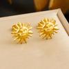 Gold-Plated Rhinestone Star & Oval Stainless Steel Face Jewelry Set