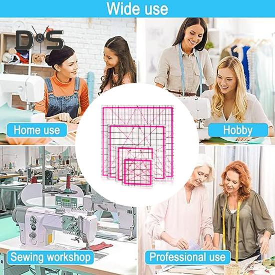 4Pcs Acrylic Quilting Ruler 4.5/6/9.5/12.5-Inch Square Fabric Cutting Patchwork Ruler with Clear Mark DIY Sewing Craft Projects Template