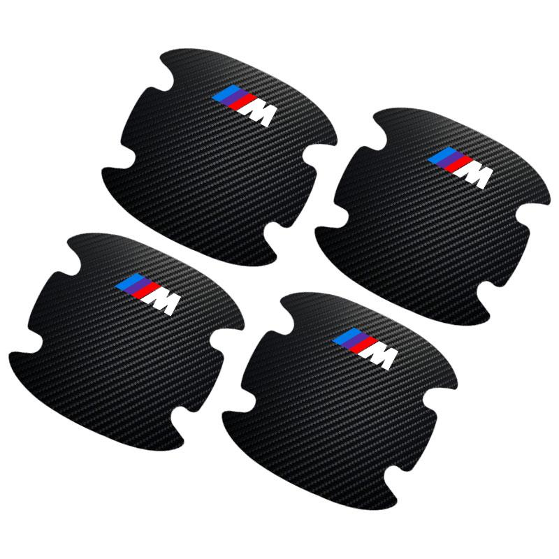 4PCS Car Door Handle Protection Sticker Emblem Car Decoration Styling For BMW M E34 E36 E60 E90 E46 E39 E70 F10 F20 F30 X5 X6 X1 M3 M5 M6 E71 F01 F02
