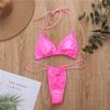 New Shiny Triangle Cup Leather Thong Bikini - Sexy Tie-Up Swimsuit ZY020