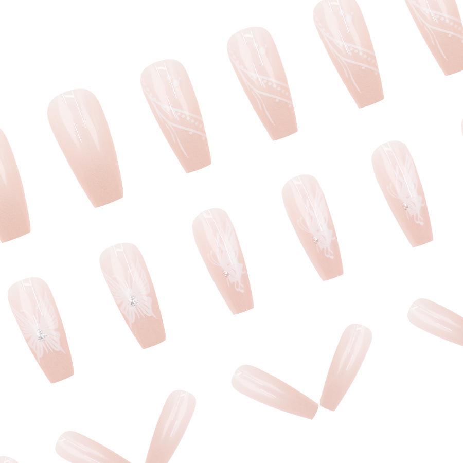 Leichter Luxus Schmetterling Tragbare Nägel: 24 Hochwertige, Aufhellende Maniküre-Sticker