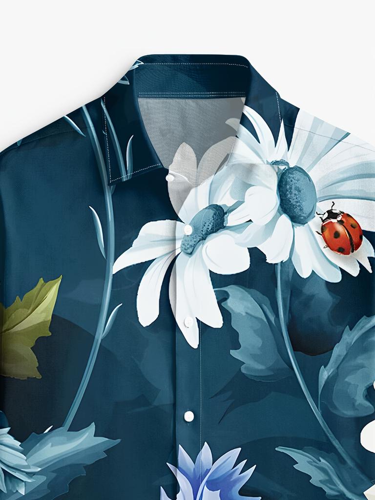 Men's Fashion Printed Shirt Floral Print Fashion Print Men's Casual Button- Long Sleeve Shirt, Spring-Summer-Autumn