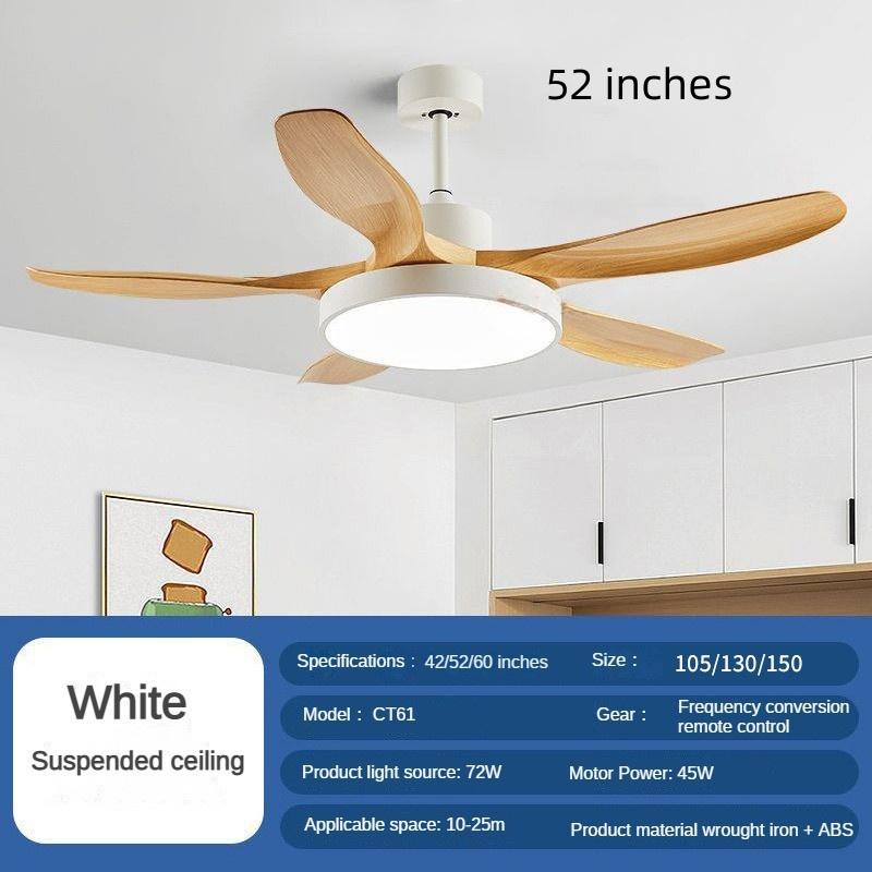 42/52/60-inch Full Spectrum Restaurant Fan Light Variable Frequency Household LED Electric Ceiling Fan Light Nordic Big Five Leaf Ceiling Fan Lamp
