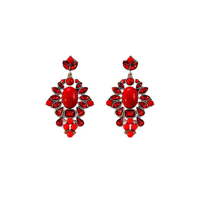 Retro Color Geometric Earrings, Court Style Niche Water Drop Oval Earrings, Medieval Color Matching Earrings