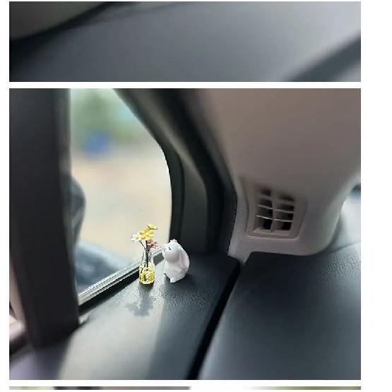 Cute Anime Car Interior Decoration Mini Rabbit And Vase Auto Dashboard Rearview Mirror Ornaments For Gifts Car Accessories