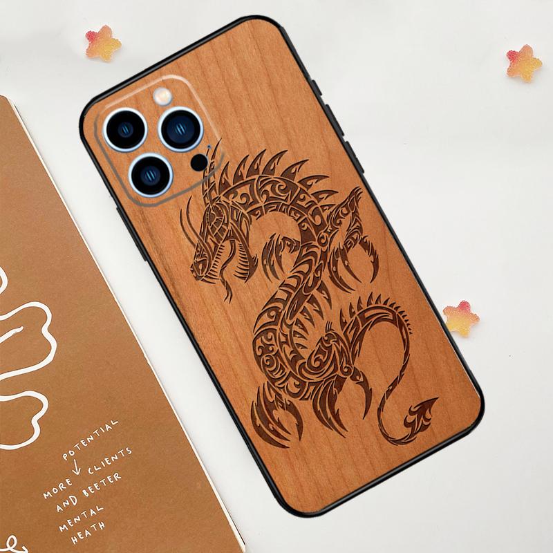 Turtle Elephant Dragon Wood Phone Case For iPhone 17 Pro Max 14 13 12 11 15 16 Pro Max mini 16 Plus 16e 17 Air Funda