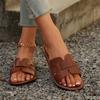 Solid Color Classic Round Headed Flat Bottom Women's Slippers 2025 Summer Casual Simple Versatile Open Toe Comfortable Sandals
