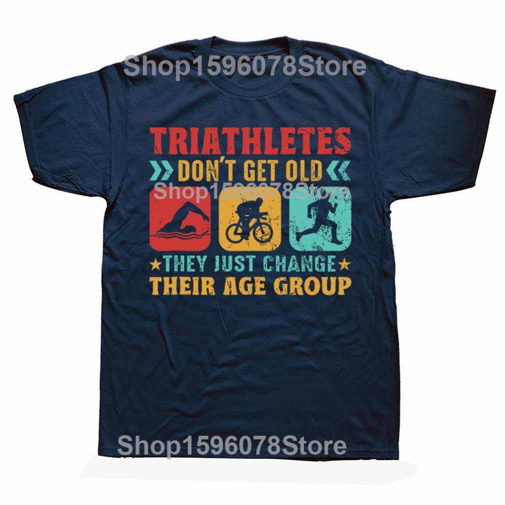 Rolig Triathlondesign Män Kvinnor Triathleter Simma Cykla Löp T-shirt Sommar Grafisk Bomull Streetwear Kortärmad Gåvor T-shirt
