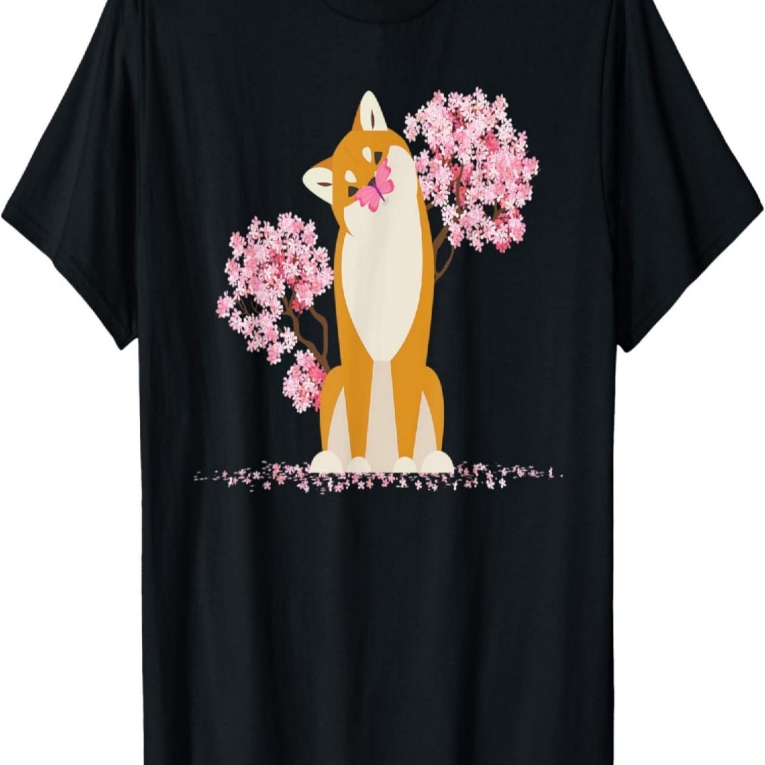 Kawaii Sakura - Cherry Blossom Shiba Inu Dog T-Shirt S