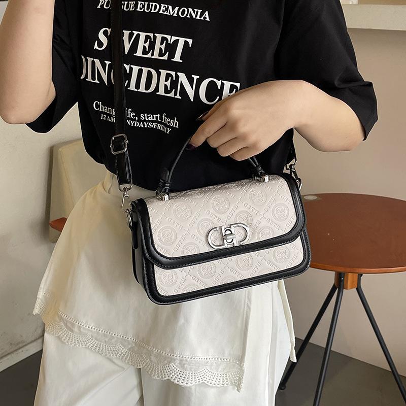 New Fashion Niche Design Contrasting Color Small Square Bag Versatile Portable Shoulder Messenger Women's Bag