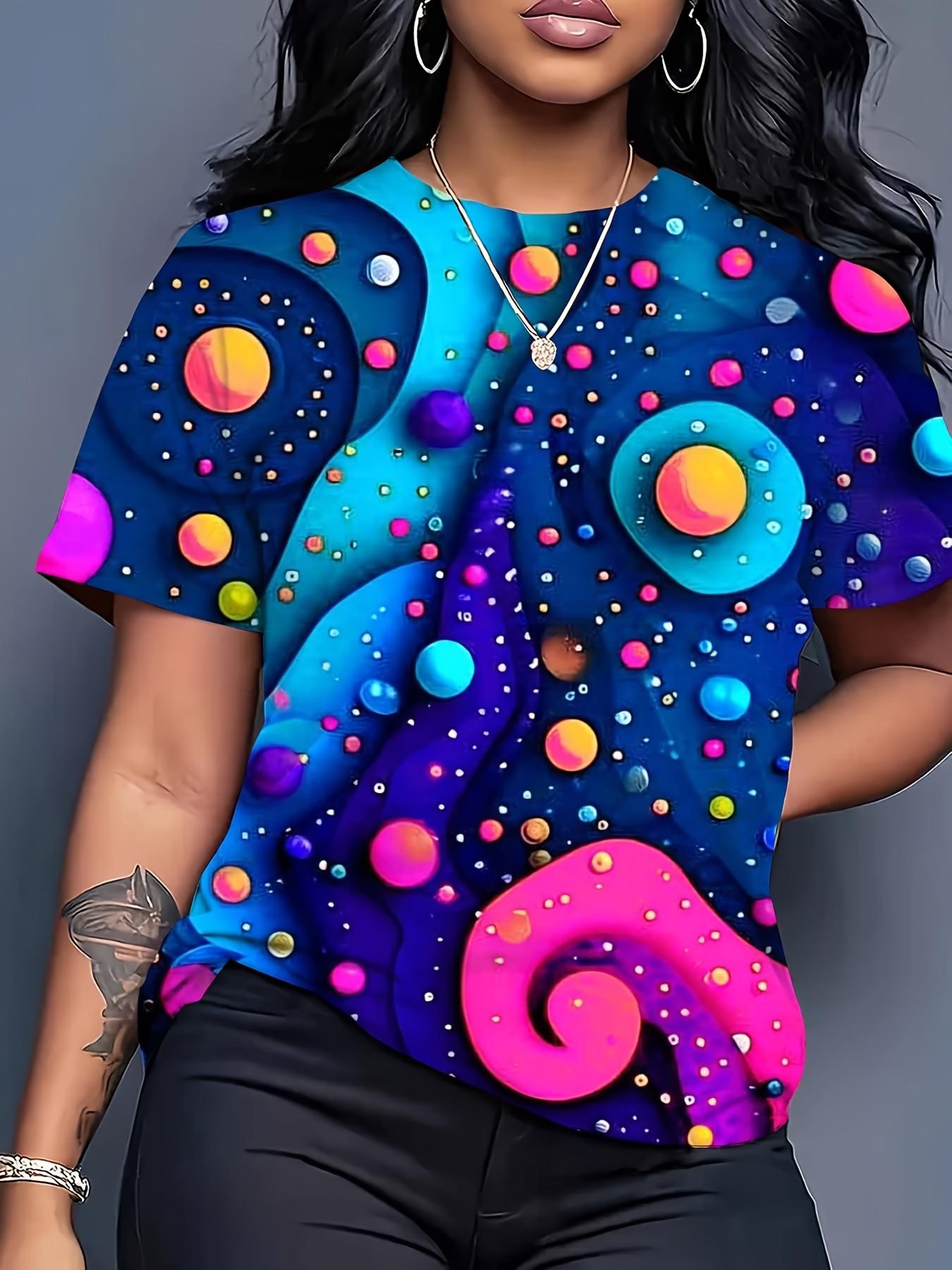 

Women s Y Fashion A. Printed Geometric Astronomical Pattern T-Shirt- Bright and Colorful Danish Style. Drop-Shoulder Short-Sleeve Round-Neck Top. Mach 2XL дубильна кора