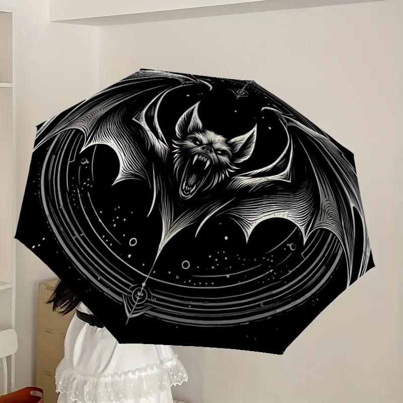 1pc Bat Symbol Tattoo Design Umbrella with Plastic Handle,Suitable for All Seasons Home Travel Outdoor UmbrellaDD1719