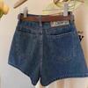 Pear-Shaped Retro Blue High-Waisted Denim Shorts for Women – Summer Plus Size & Petite A-Line Wide-Leg Fit