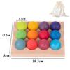 Montessori Sorting Board Puzzle Game Solid Wood Rainbow/Macaron Color Tray Villain Bead Color Cognition Matching Educational Toy