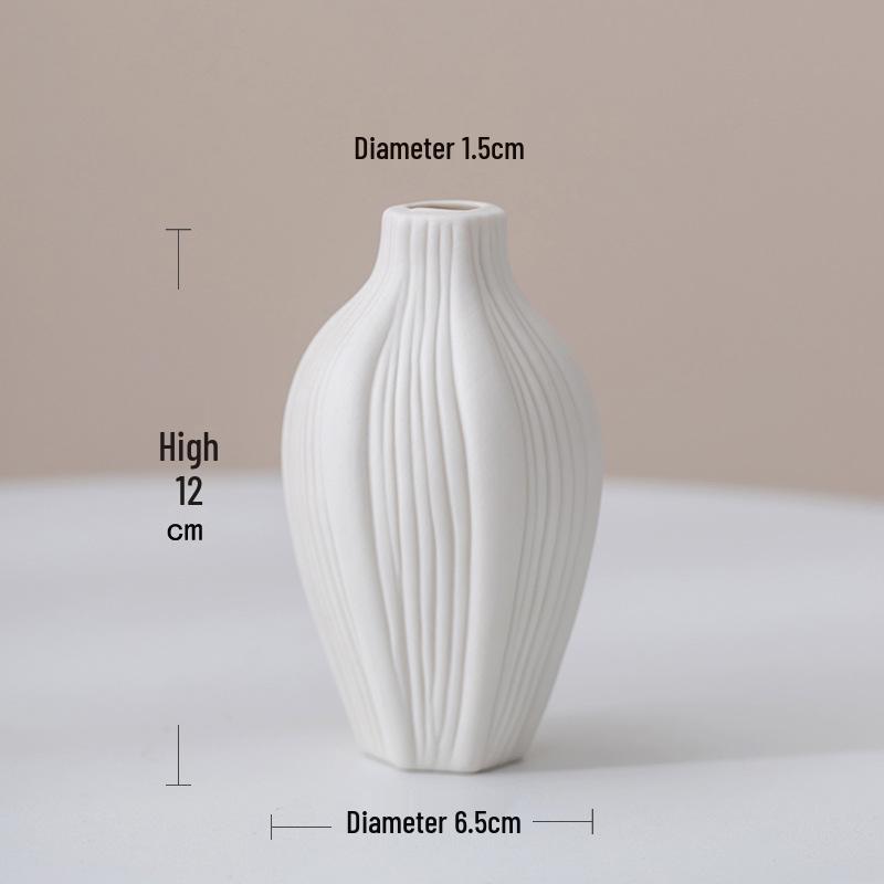 

Nordic Ceramic Vase for Flower Arrangements - White Bisque, Small, Perfect for Dining Table or TV Cabinet Decor.