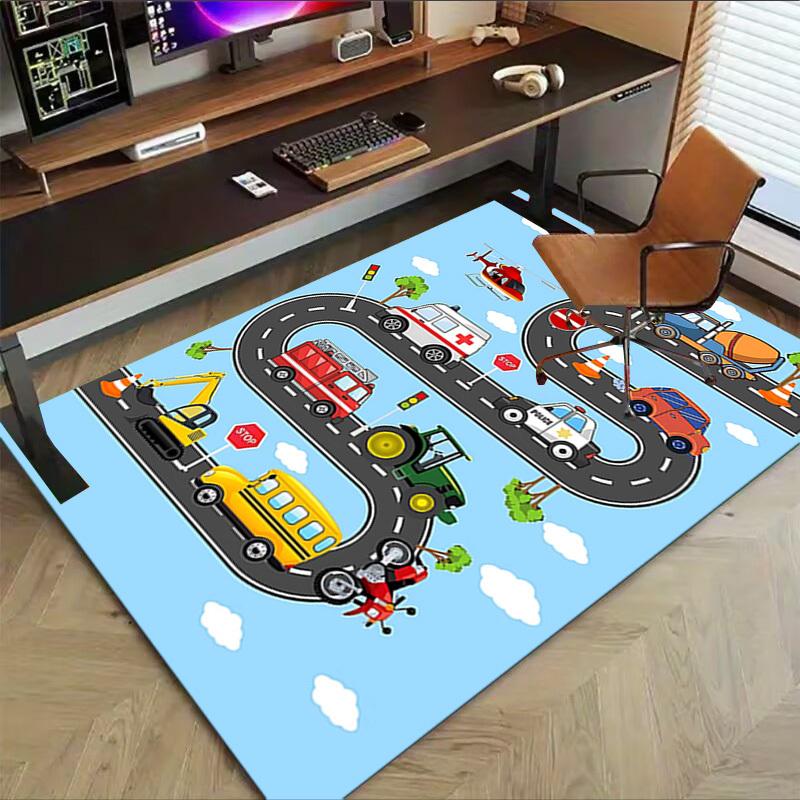 1PC Transportation Vehicle Extra Large Non-Slip Floor Carpet, Office, Family, Bedroom, Studio - Large Area Rug Indoor Rugs, Vibrant Colors-W226