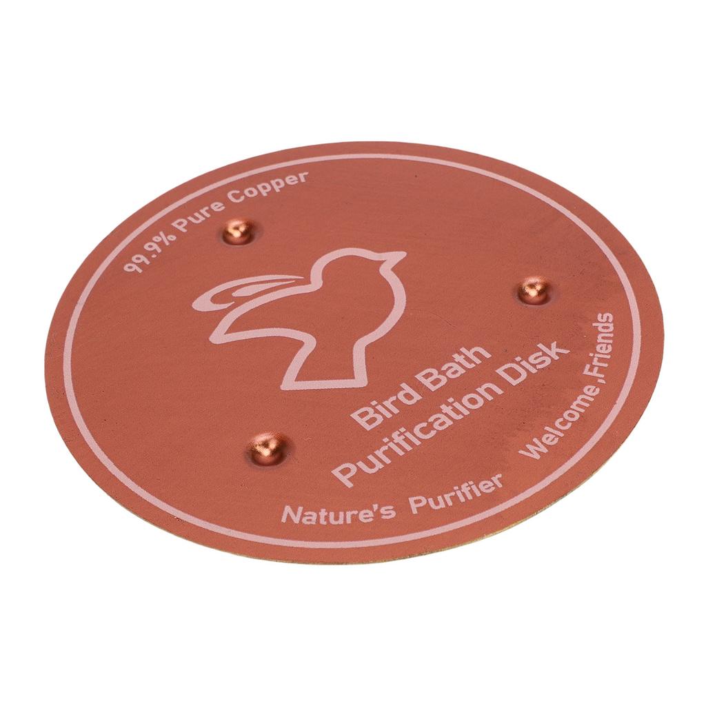 Bird Bath Copper Disk 99.99percent Pure Copper Water Cleaner 1mm Thick with Stable Triple Point Support for Outdoor