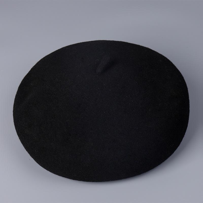 Winter Warm High Quality Australian Wool Roll Edge Beret Cap Women'S Winter Elegant Dome Solid Color Wool Painter Hat