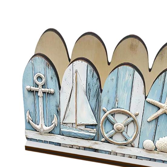 Holz-Serviettenhalter im Meeres-Thema für den Tisch, Sommerlicher Küsten-Serviettenhalter, Rustikaler Taschentuchhalter für Küche, Esszimmer
