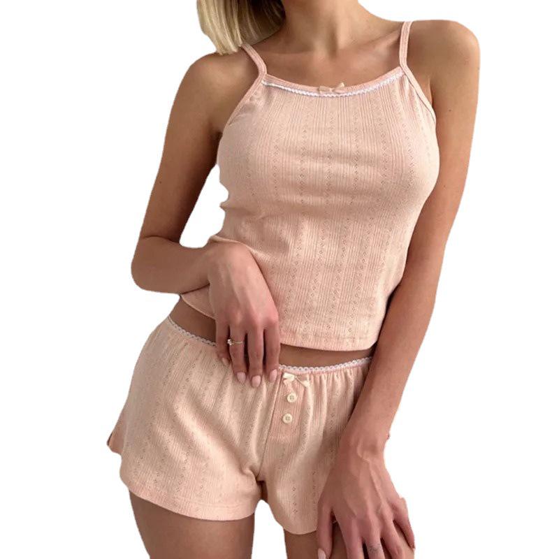 Esclusivo Set Canotta e Shorts Jacquard da Donna Primavera/Estate 2025 Europeo e Americano