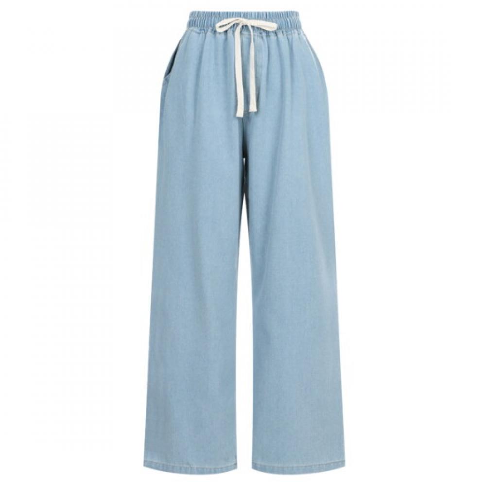 Shop Women S waiStband Pocket Denim Wide Leg jeanS Light Blue Pic Wpt 20311